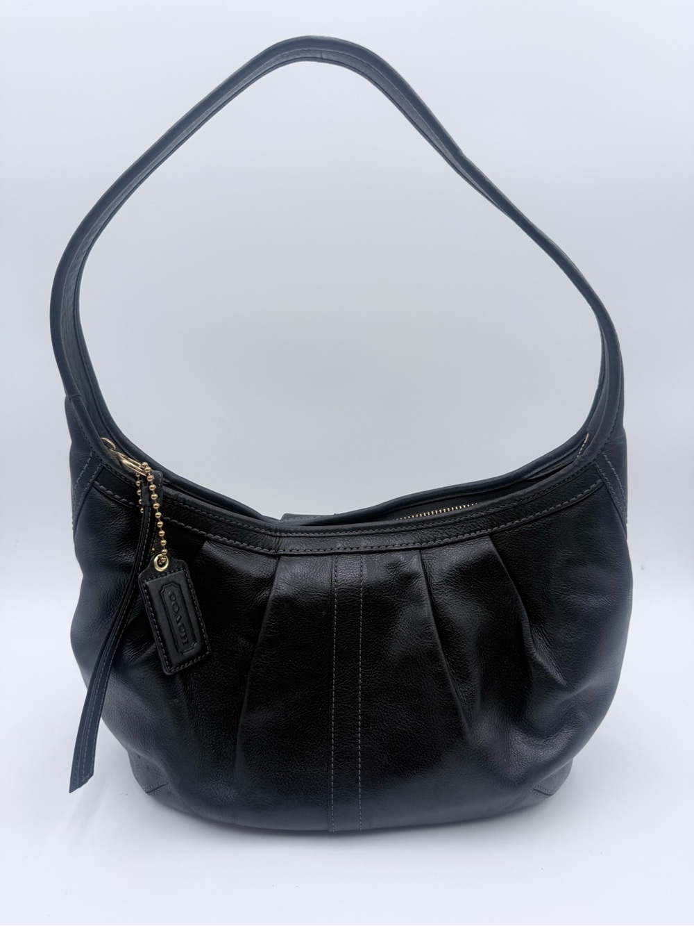 Vintage COACH Ergo 12235 Leather Hobo Shoulder Bag Black Gold Hardware Turquoise